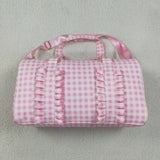 BA0469 Plaid Pink Ruffles Duffle Bag