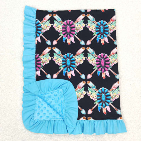 BL0052 Turquoise Blue Newborn Baby Blanket