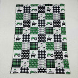 BL0056 Farm Animal Cow Truck Green Baby Newborn Blanket