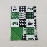 BL0056 Farm Animal Cow Truck Green Baby Newborn Blanket