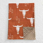 BL0070 Western Skull Bull Brown Newborn Baby Blanket