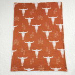 BL0070 Western Skull Bull Brown Newborn Baby Blanket