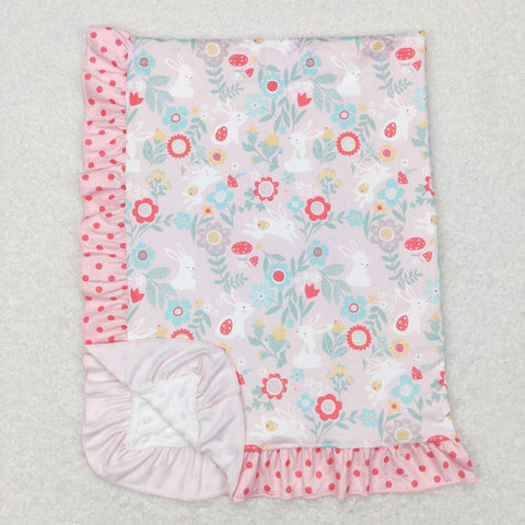 BL0082 Easter Pink Flower Floral Newborn Baby Blanket