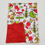 BL0085 Christmas Green Animal Red Newborn Baby Blanket