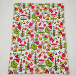 BL0085 Christmas Green Animal Red Newborn Baby Blanket