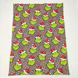 BL0090 Christmas Green Animal Leopard Newborn Baby Blanket