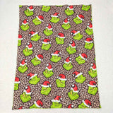 BL0090 Christmas Green Animal Leopard Newborn Baby Blanket