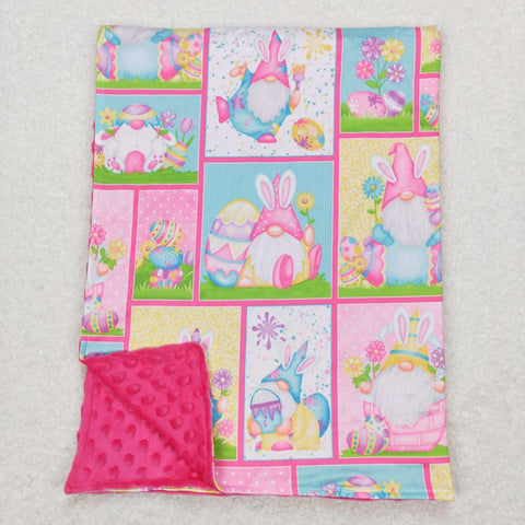 BL0094 Easter Bunny Egg Pink Newborn Baby Blanket