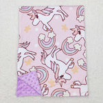 BL0100 Unicorn Rainbow Pink Newborn Baby Blanket