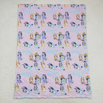 BL0130 Cartoon Blue Dog Baby Blanket