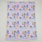 BL0130 Cartoon Blue Dog Baby Blanket