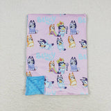 BL0130 Cartoon Blue Dog Baby Blanket