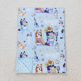 BL0131 Cartoon Blue Dog Baby Blanket