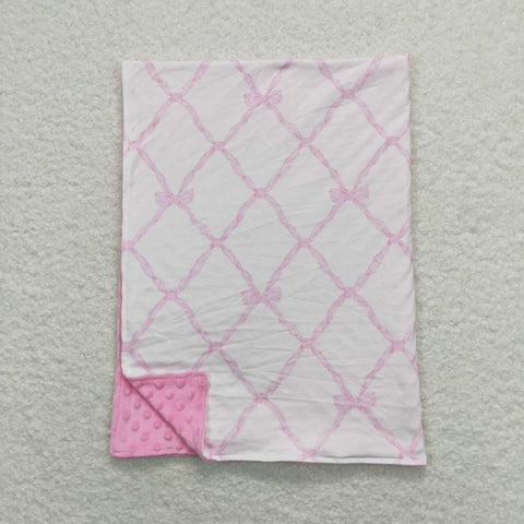 Preorder Restocking BL0132 Tie Bow Pink Baby Blanket