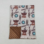 BL0153 Western Howdy Turquoise Baby Newborn Blanket