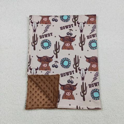 BL0153 Western Howdy Turquoise Baby Newborn Blanket