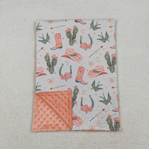 BL0177 Western Boots Orange Baby Newborn Blanket