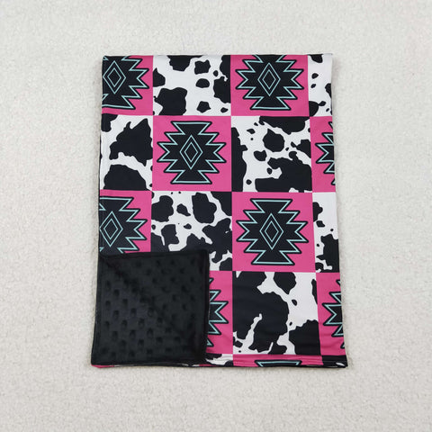 BL0178 Western Cow Black Baby Newborn Blanket