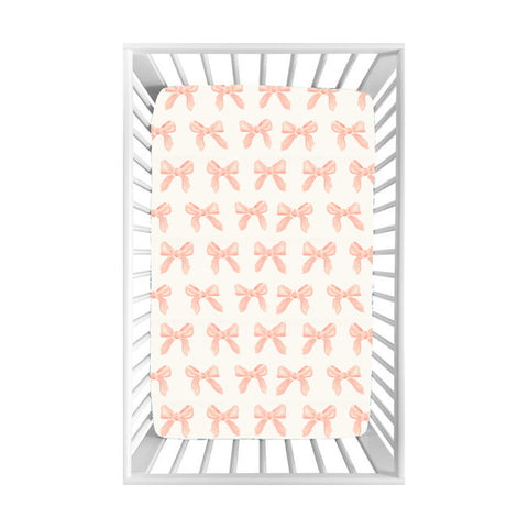 Preorder BL0198 Coquette Bows Newborn Baby crib sheet