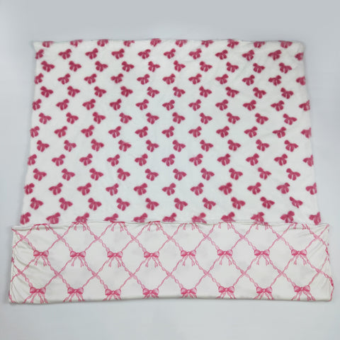 US Warehouse BL0209 Cute Pink Bows Plush Baby Newborn Blanket