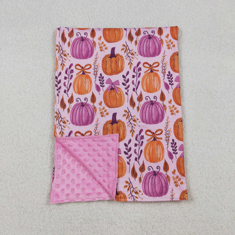 BL0216 Pumpkin Bows Pink Baby Newborn Blanket