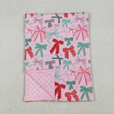 BL0218 Christmas Bows Pink Baby Newborn Blanket
