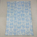 BL0224 Coquette Bows Blue Baby Newborn Blanket