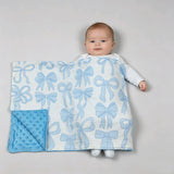 BL0224 Coquette Bows Blue Baby Newborn Blanket