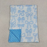 BL0224 Coquette Bows Blue Baby Newborn Blanket