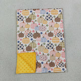 BL0252 Fall Pumpkin Flower Baby Newborn Blanket