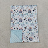 BL0253 Fall Pumpkin Bows Baby Newborn Blanket