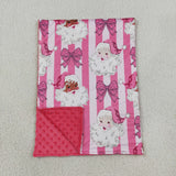 BL0255 Christmas Santa Bows Pink Baby Newborn Blanket