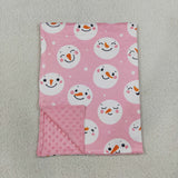BL0266 Snowman Pink Baby Newborn Blanket