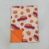 BL0289 Fall Pumpkin Car Orange Baby Newborn Blanket