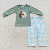 Thanksgiving Day Embroidery Turkey Kids Sibling Matching Clothes