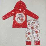 BLP0219 Cookies and milk for santa Red Hoodie Boy's set