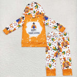 BLP0222 Happy Thanksgiving Turkey Hoodie Boy's set