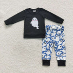 BLP0246 Embroidery Halloween cute little ghost Boy's Set