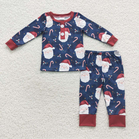 BLP0247 Christmas Santa Candy Cane Boy's Pajamas Set