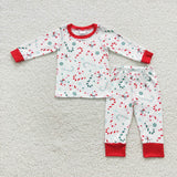 BLP0253 Christmas Candy Cane Red Boy's Pajamas Set