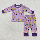 BLP0257 Halloween Purple Boy's Pajamas Set