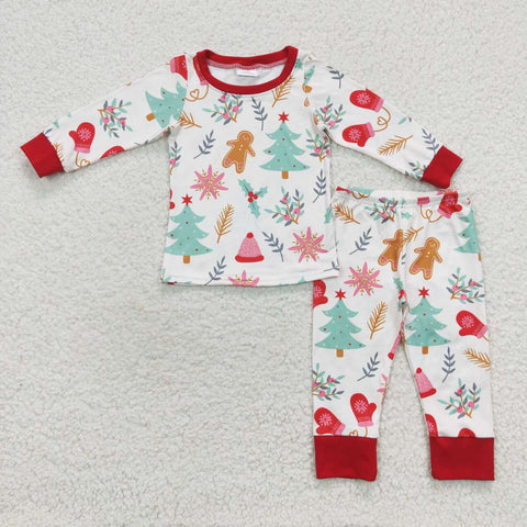 BLP0264 Christmas Gingerbread Red Boy's Pajamas Set