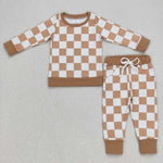 SALE BLP0270 Khaki Plaid Boy's Set