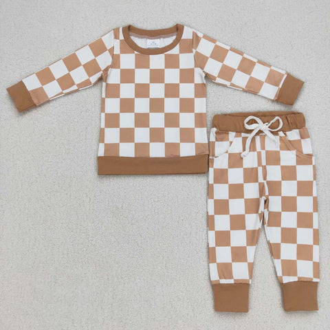 BLP0270 Khaki Plaid Boy's Set