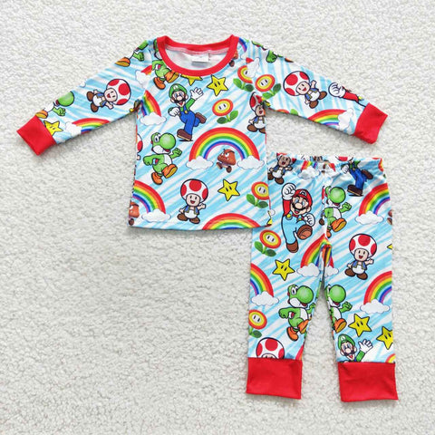 BLP0275 Rainbow Cartoon Boy's Pajamas Set