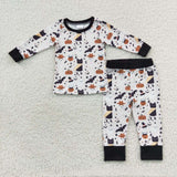 BLP0276 Halloween Pumpkin Ghost Boy's Pajamas Set