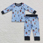 BLP0277 Halloween Cartoon Blue Boy's Pajamas Set