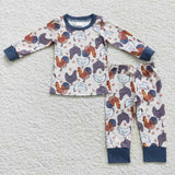 Farm Rooster Blue Kids Sibiling Matching Clothes