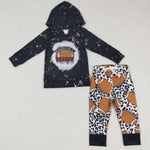 BLP0286 Touchdown Season Leopard Football Hoodie Boy's set