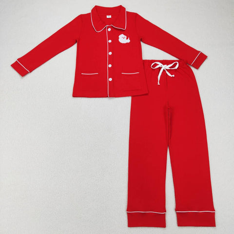 BLP0296 Embroidery Men Adult Christmas Red Santa Family Pajamas